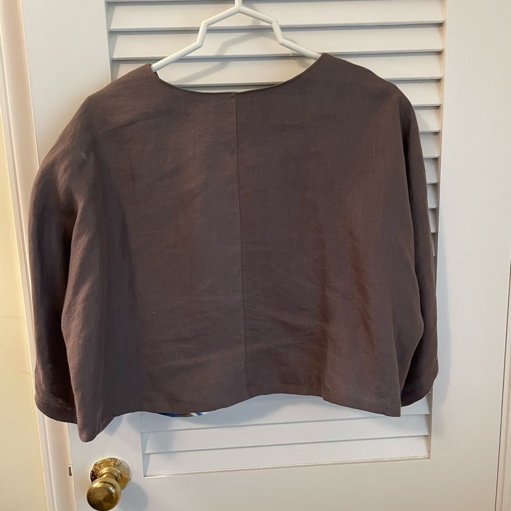 Linen cropped jacket - Picture 2 of 3